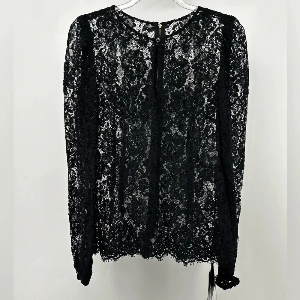NWT Dolce & Gabbana L/s Lace Blouse Shirt with Rhinestone SIZE IT40 US SMALL